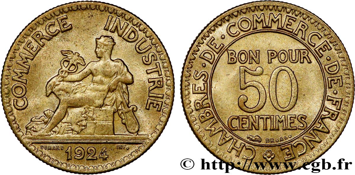 50 centimes Chambres de Commerce 1924 Paris F.191/6 SPL64 