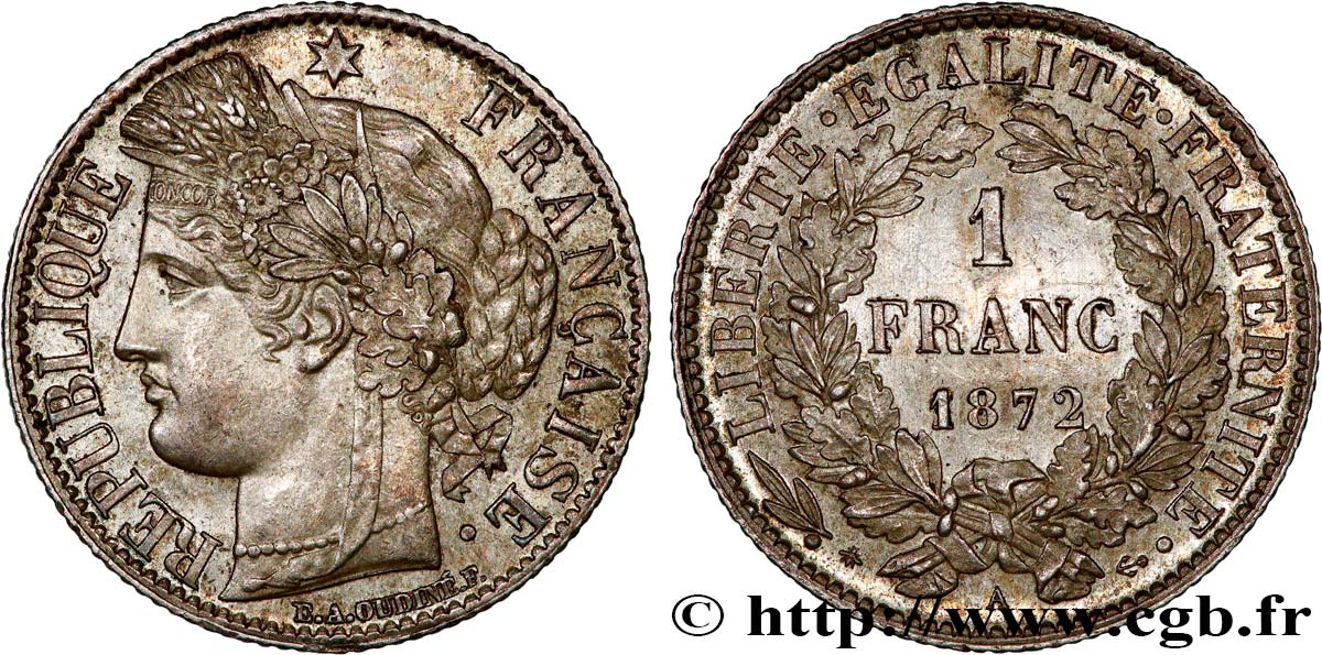 1 franc Cérès, IIIe République 1872 Paris F.216/5 MS 