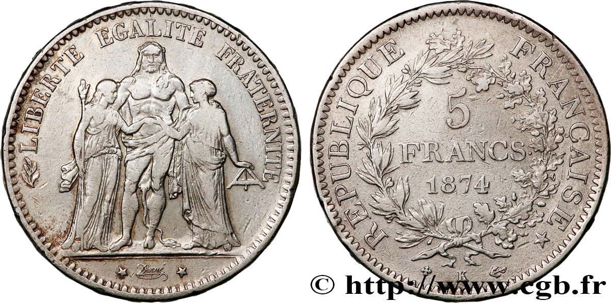 5 francs Hercule 1874 Bordeaux F.334/13 fSS 
