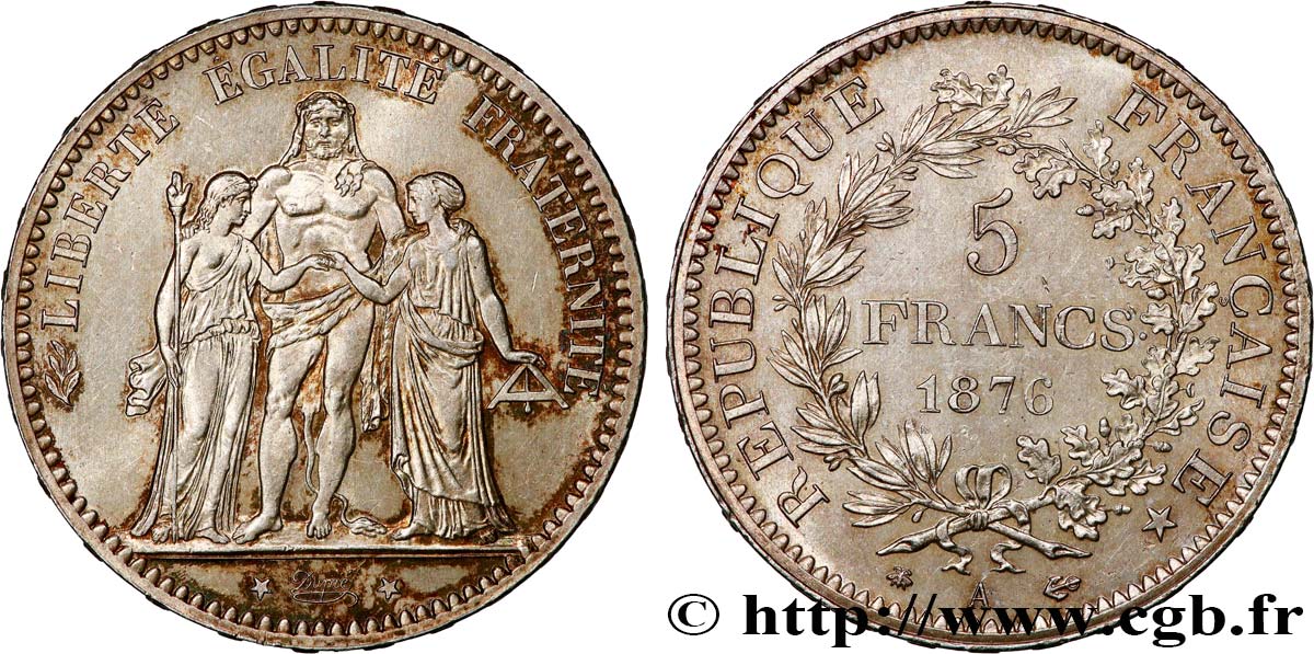 5 francs Hercule 1876 Paris F.334/17 EBC62 