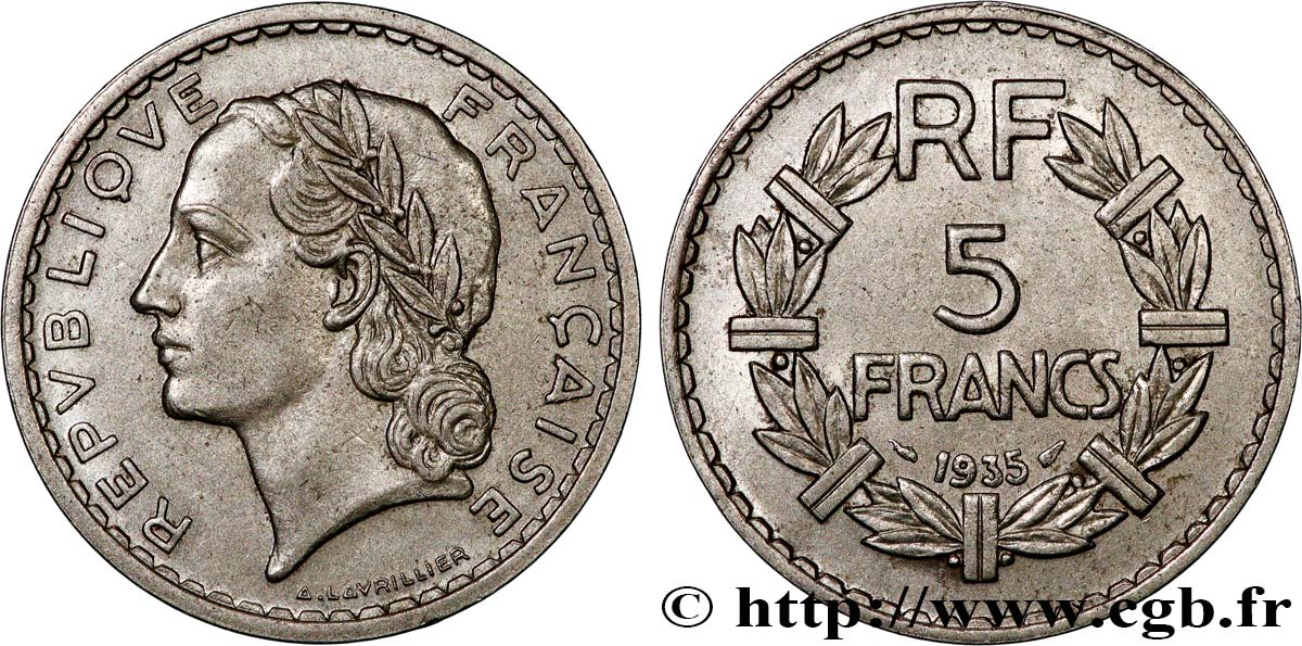 5 francs Lavrillier, nickel 1935  F.336/4 TTB+ 