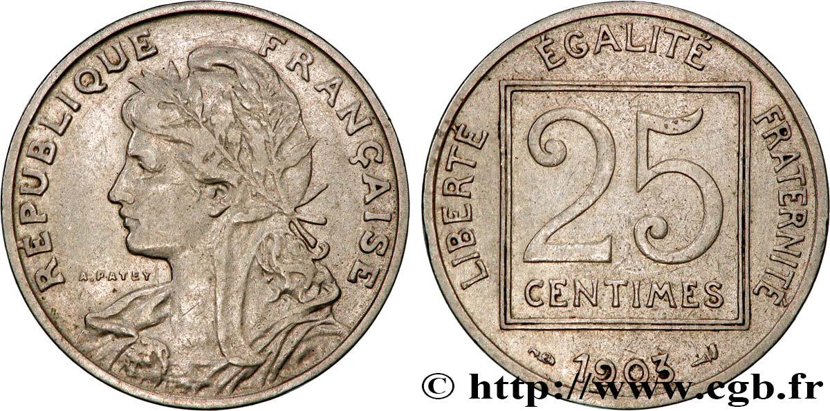 25 centimes Patey, 1er type 1903  F.168/3 TB35 