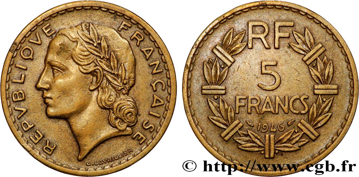 5 francs Lavrillier, bronze-aluminium 1946  F.337/7 VF 