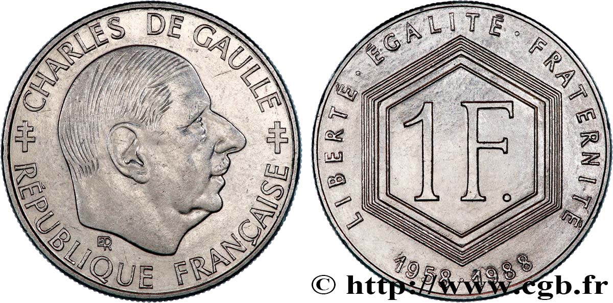 1 franc De Gaulle, sans différents 1988  F.227/3 TTB+ 