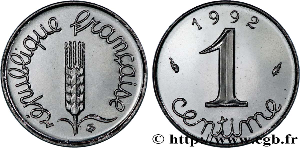 1 centime Épi, BU (Brillant Universel), frappe médaille 1992 Pessac F.106/51 MS 