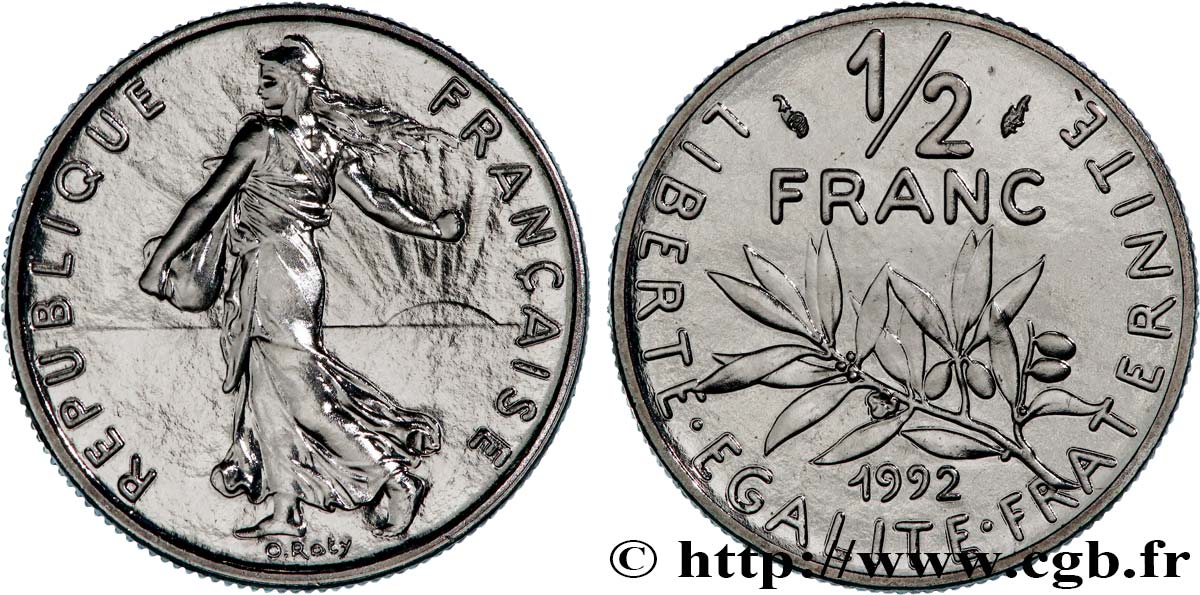 1/2 franc Semeuse, BU (Brillant Universel), frappe médaille 1992 Pessac F.198/33 MS 