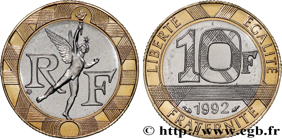 10 francs Génie de la Bastille, (BU) Brillant Universel, frappe médaille 1992 Pessac F.375/9 ST 