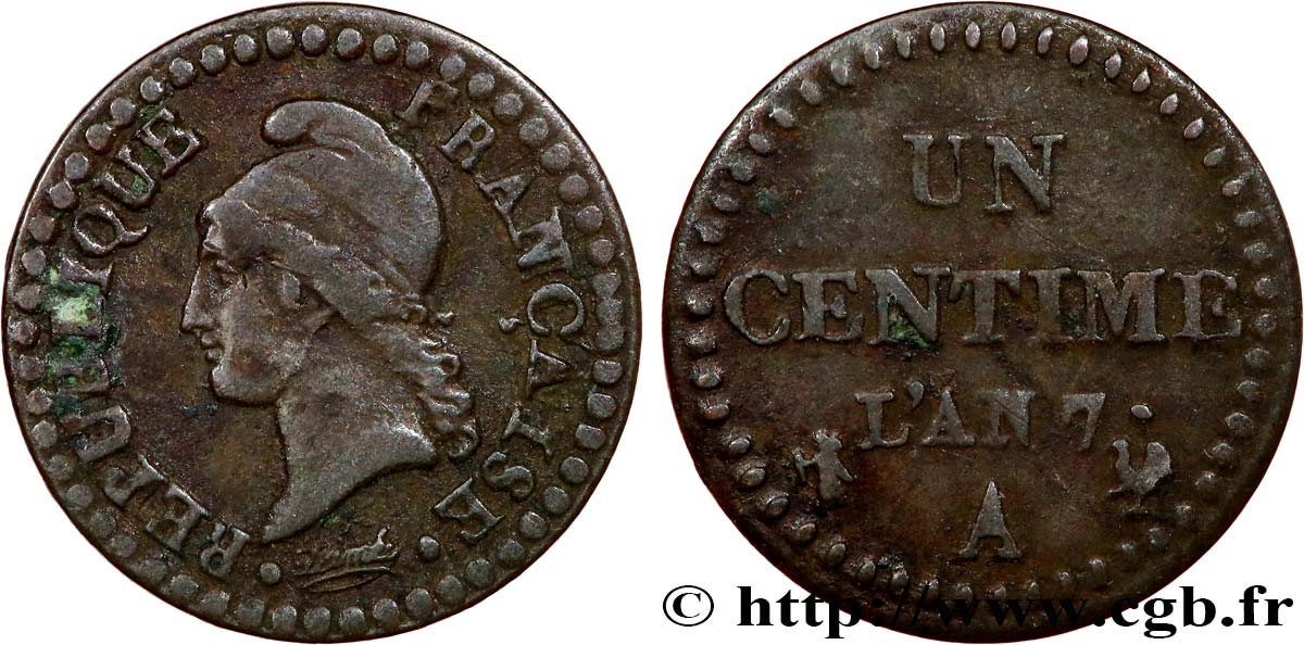 Un centime Dupré, 7 normal 1799 Paris F.100/15 TB30 