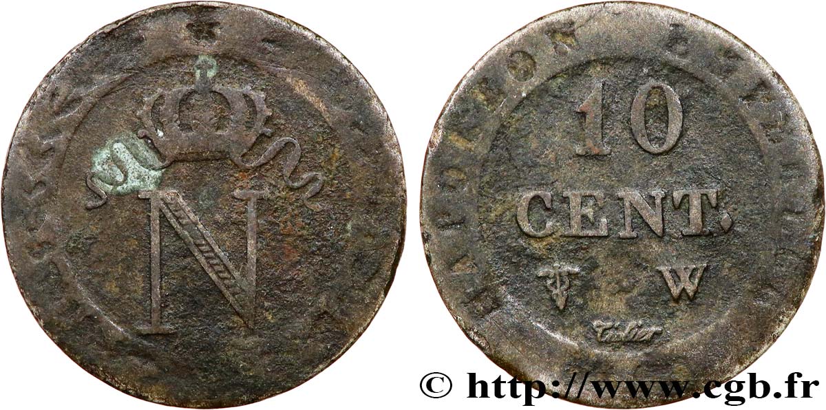 10 cent. à l&nbsp;N couronnée 1808 Lille F.130/9 B+ 