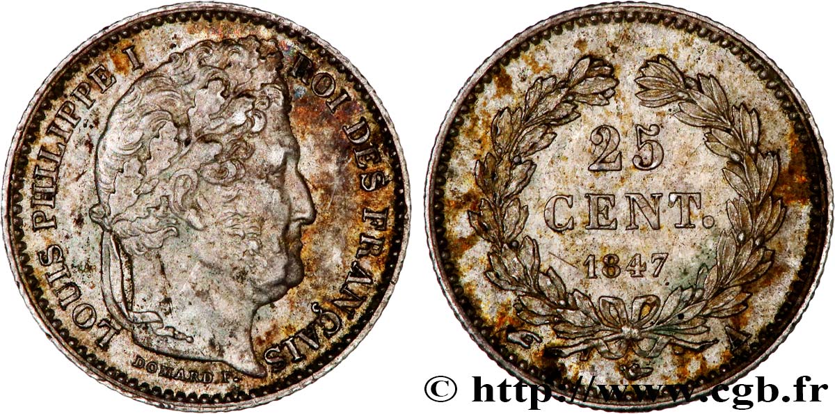 25 centimes Louis-Philippe 1847 Paris F.167/9 SUP55 