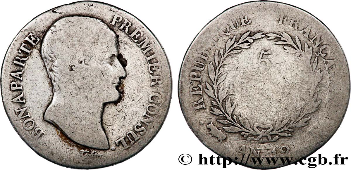 5 francs Bonaparte Premier Consul 1804 Toulouse F.301/20 VG 