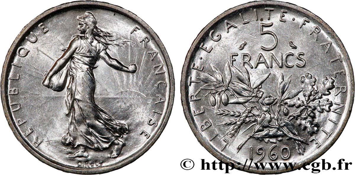 5 francs Semeuse, argent 1960 Paris F.340/4 SUP61 