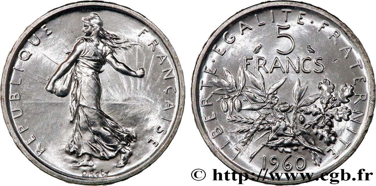 5 francs Semeuse, argent 1960 Paris F.340/4 MS64 