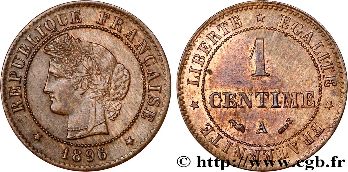1 centime Cérès 1896 Paris F.104/23 AU55 