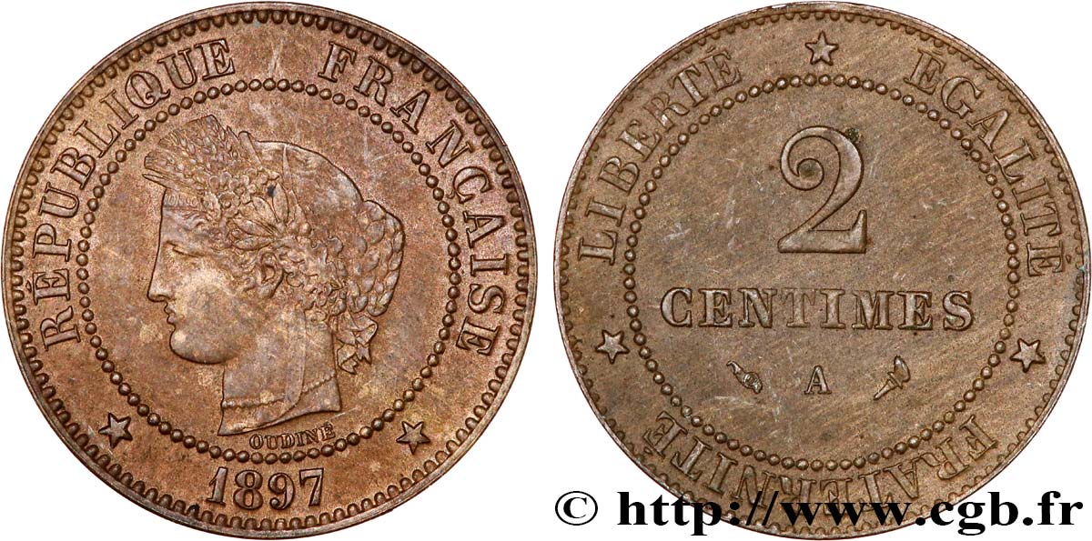 2 centimes Cérès 1897 Paris F.109/23 TTB53 