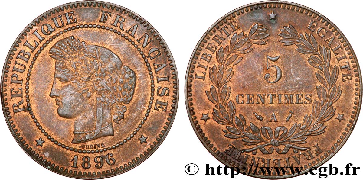 5 centimes Cérès 1896 Paris F.118/37 TTB53 