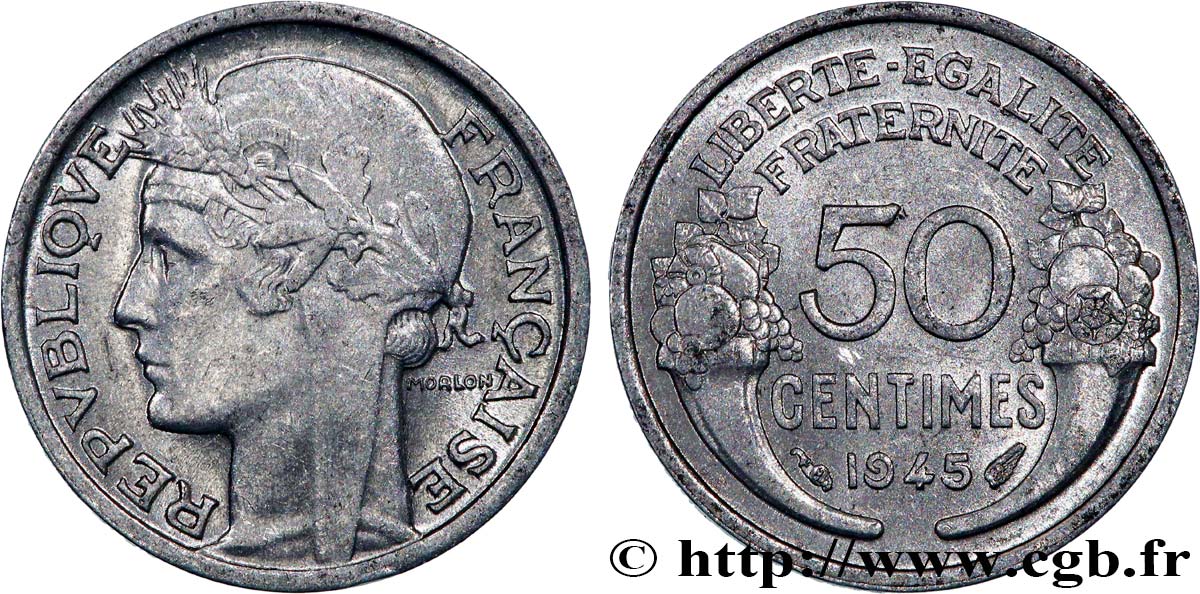 50 centimes Morlon, légère 1945  F.194/5 SPL58 
