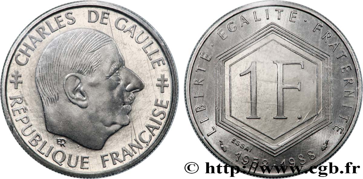 Essai de 1 franc De Gaulle 1988 Pessac F.227/1 FDC 