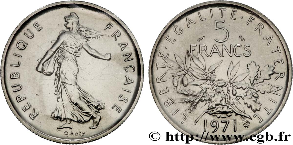 5 francs Semeuse, nickel 1971 Paris F.341/3 FDC 