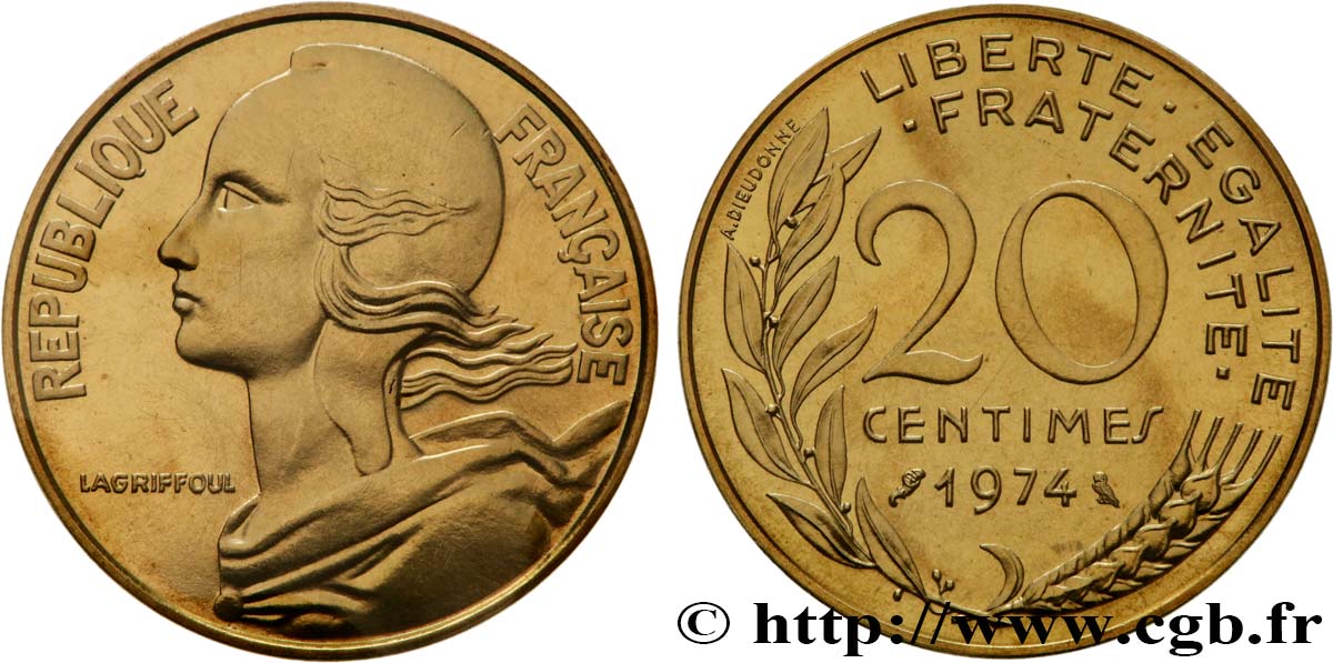 20 centimes Marianne 1974 Pessac F.156/14 MS 