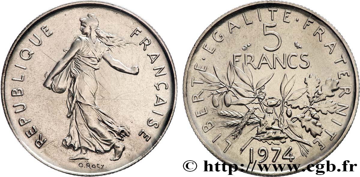 5 francs Semeuse, nickel 1974 Pessac F.341/6 MS 