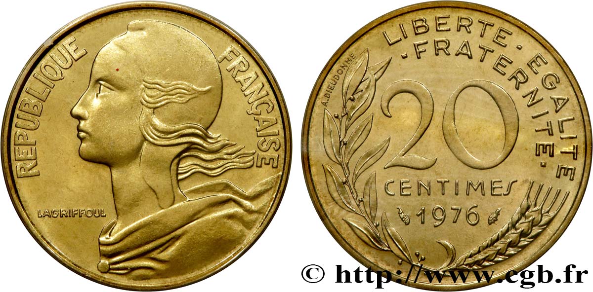 20 centimes Marianne 1976 Pessac F.156/16 MS 