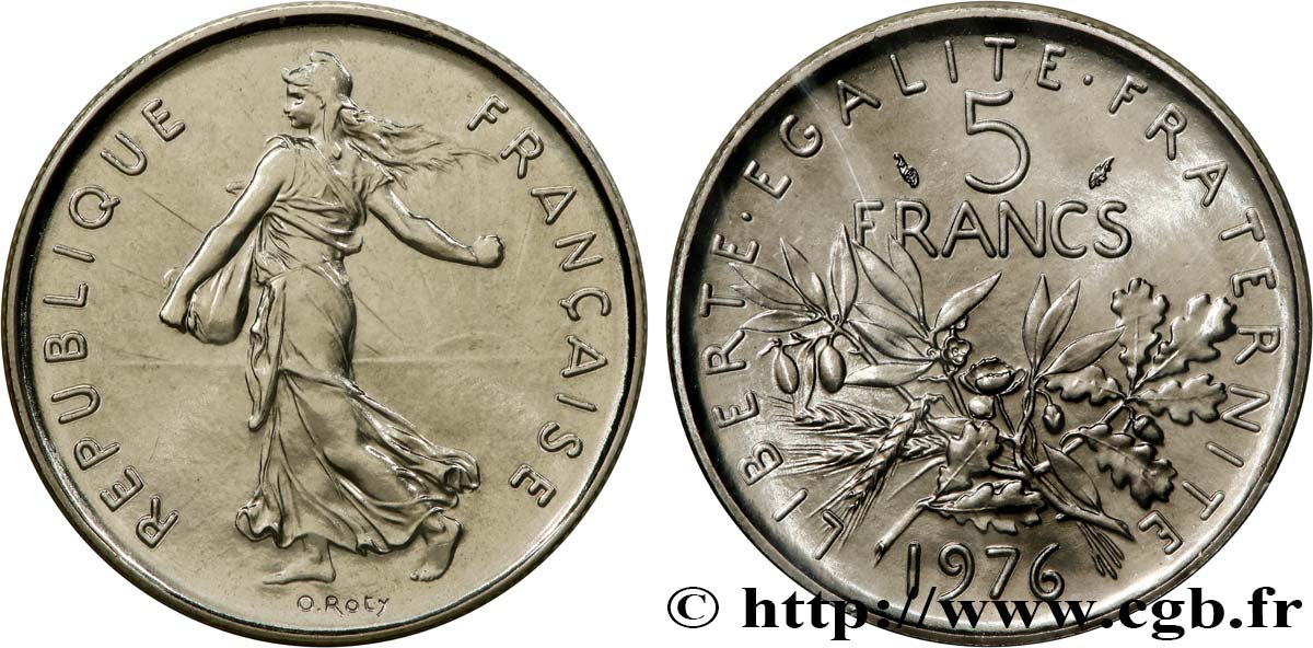 5 francs Semeuse, nickel 1976 Pessac F.341/8 FDC 