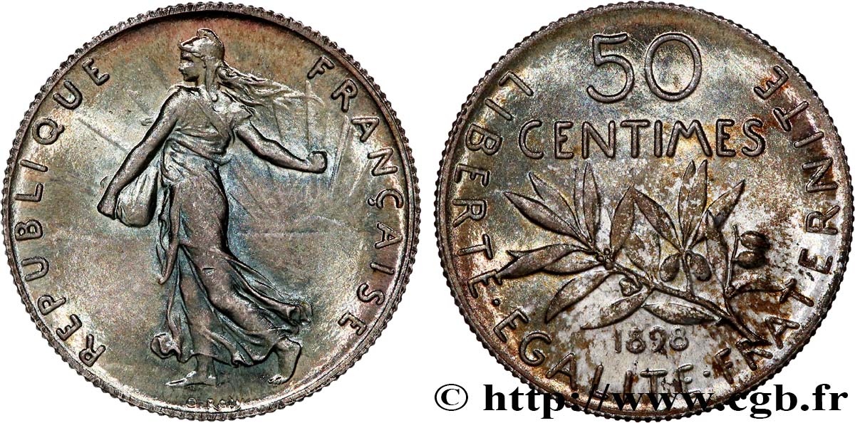 50 centimes Semeuse 1898 Paris F.190/3 MS62 