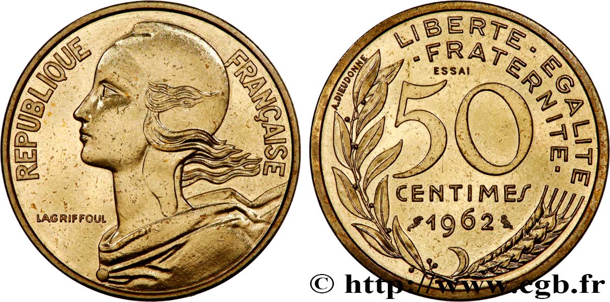 Essai de 50 centimes Marianne 1962 Paris F.197/1 EBC+ 