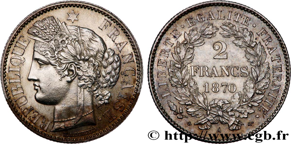 2 francs Cérès, avec légende 1870 Paris F.265/2 MS 