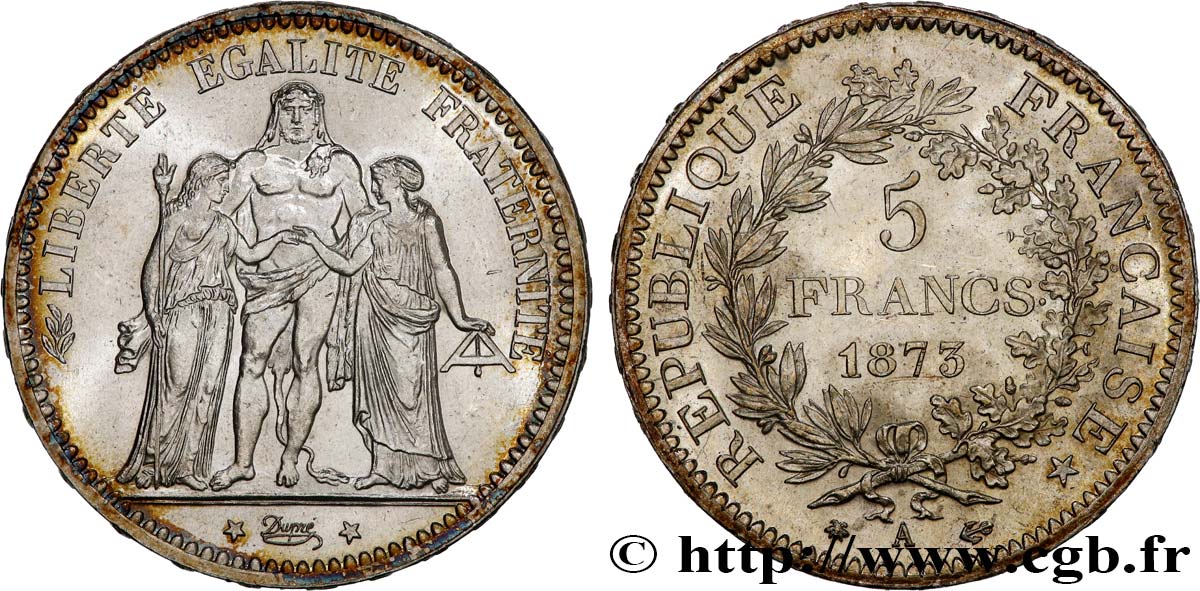 5 francs Hercule 1873 Paris F.334/9 MS62 