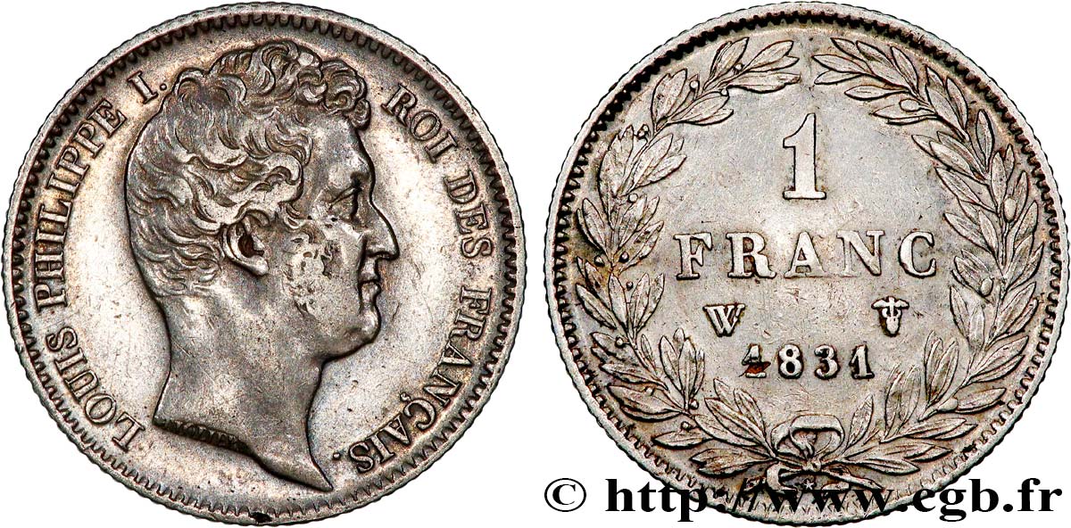 1 franc Louis-Philippe, tête nue 1831 Lille F.209/12 TTB 