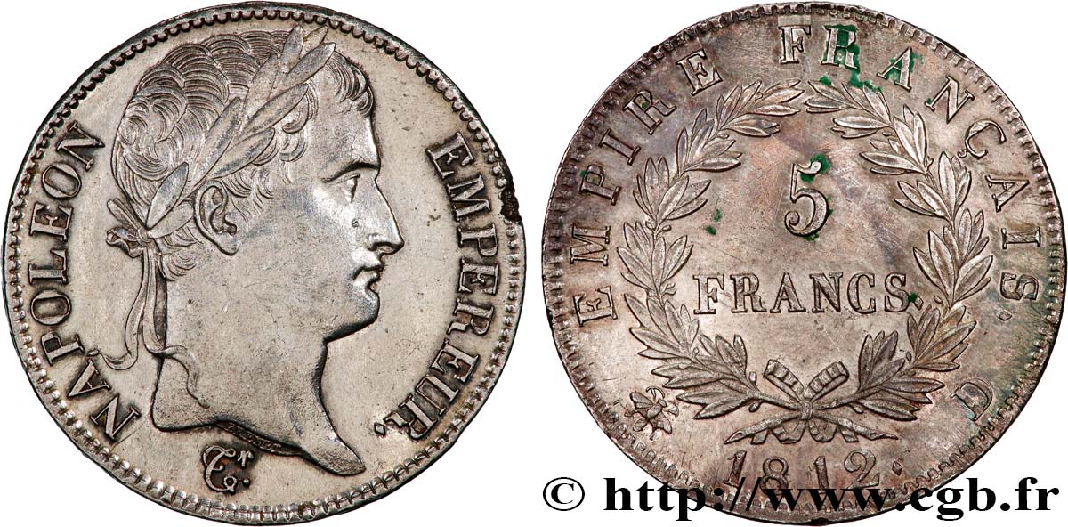 5 francs Napoléon Empereur, Empire français 1812 Lyon F.307/44 AU 