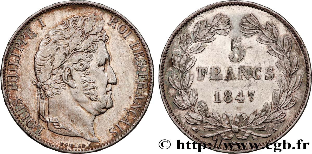 5 francs IIIe type Domard 1847 Paris F.325/14 VZ 