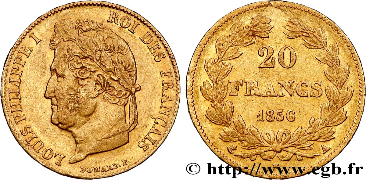 20 francs or Louis-Philippe, Domard 1836 Paris F.527/14 TTB50 