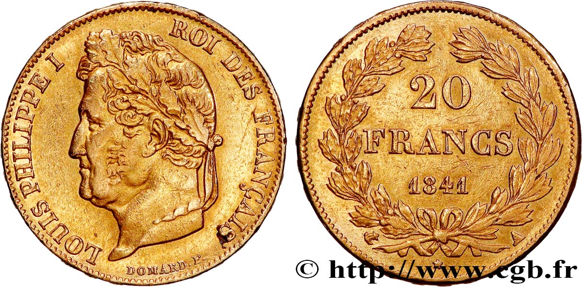 20 francs or Louis-Philippe, Domard 1841 Paris F.527/25 TTB 
