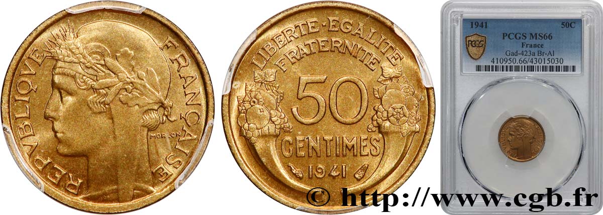 50 centimes Morlon 1941  F.192/18 FDC66 PCGS
