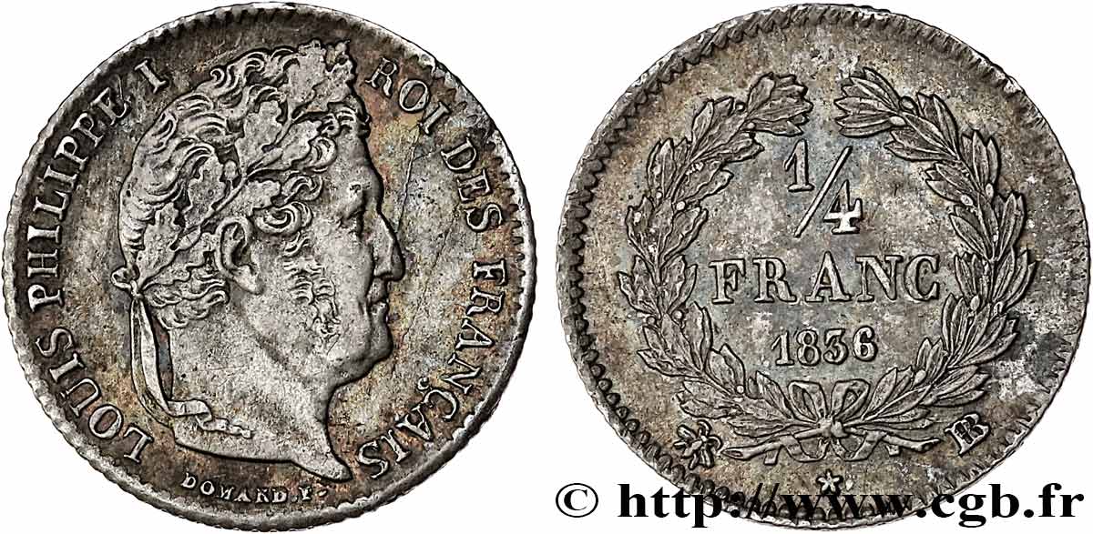 1/4 franc Louis-Philippe 1836 Strasbourg F.166/61 fVZ 