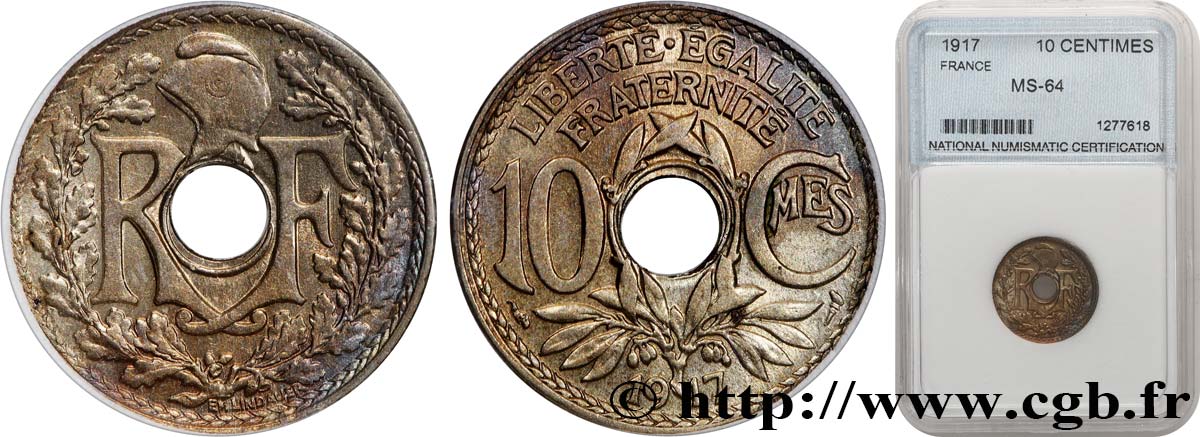 10 centimes Lindauer 1917  F.138/1 SUP62 autre