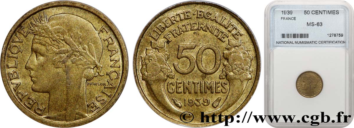50 centimes Morlon 1939  F.192/15 SUP58 autre