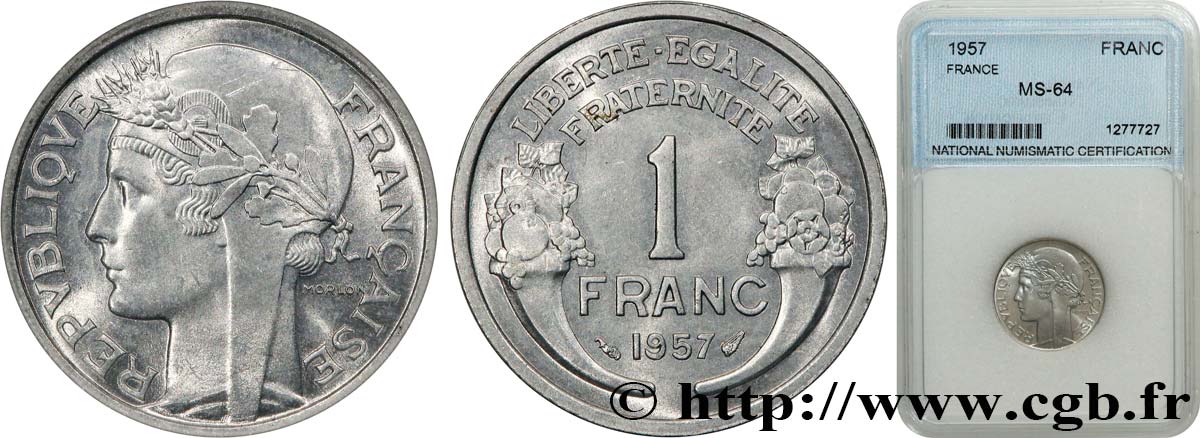 1 franc Morlon, légère 1957  F.221/19 SPL64 autre