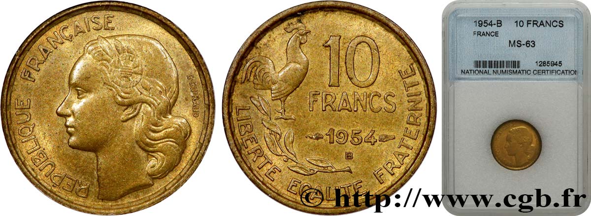 10 francs Guiraud 1954 Beaumont-Le-Roger F.363/11 SPL63 autre