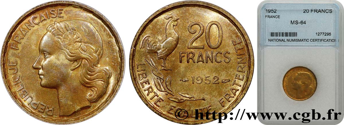 20 francs G. Guiraud 1952  F.402/9 MS autre