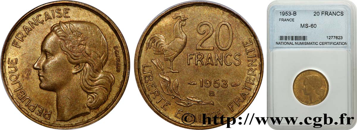 20 francs G. Guiraud 1953 Beaumont-Le-Roger F.402/12 SUP60 autre