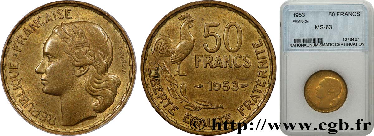 50 francs Guiraud 1953  F.425/10 SPL63 autre