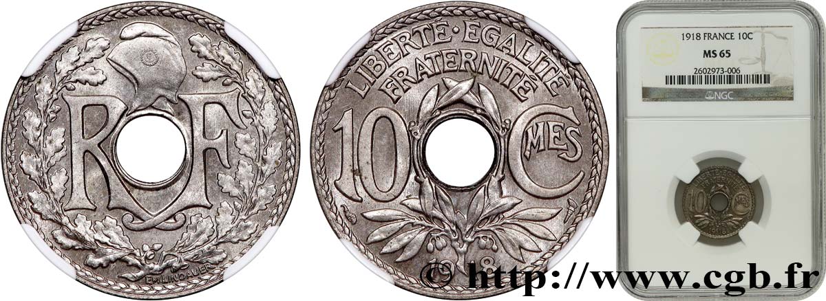 10 centimes Lindauer 1918  F.138/2 FDC65 NGC