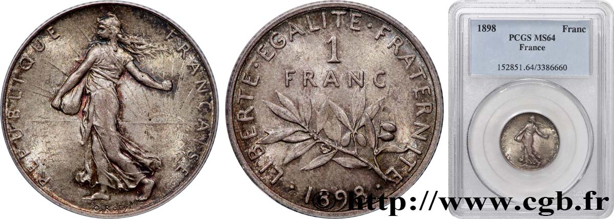 1 franc Semeuse 1898 Paris F.217/1 SPL64 PCGS