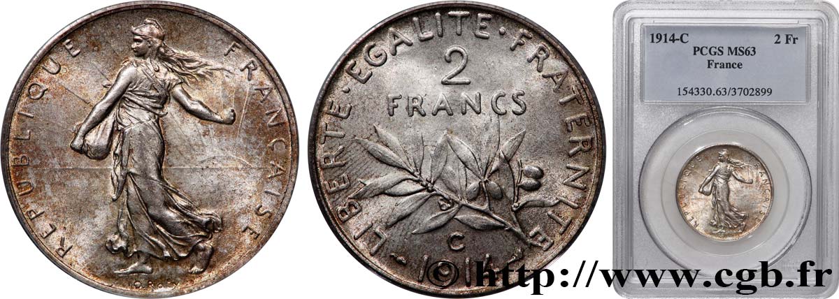 2 francs Semeuse 1914 Castelsarrasin F.266/16 SPL63 PCGS