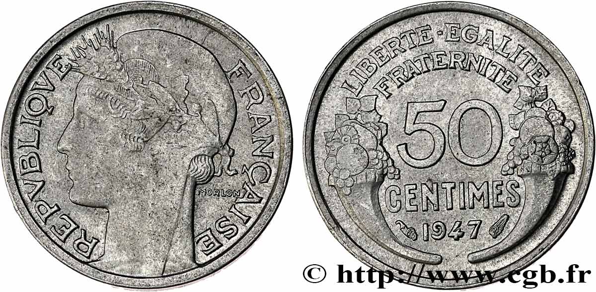 50 centimes Morlon, légère 1947  F.194/10 AU58 