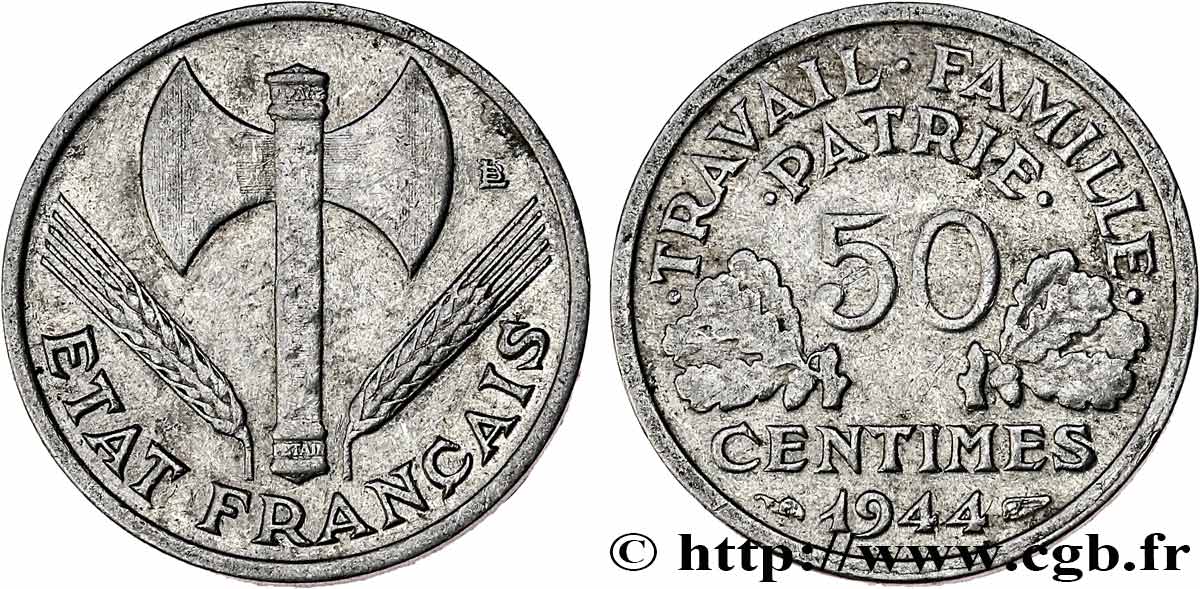 50 centimes Francisque, légère 1944  F.196/4 VF 